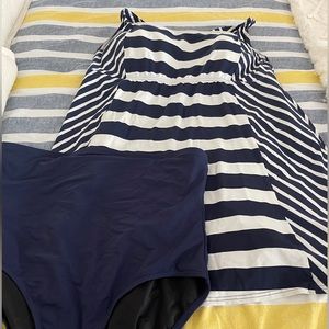 Lands End Swim dress with matching high waisted bottom